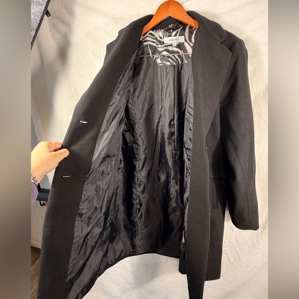 Nine West Black Wool Blend Coat Women’s Size Large Like new chic and classy - Picture 5 of 11